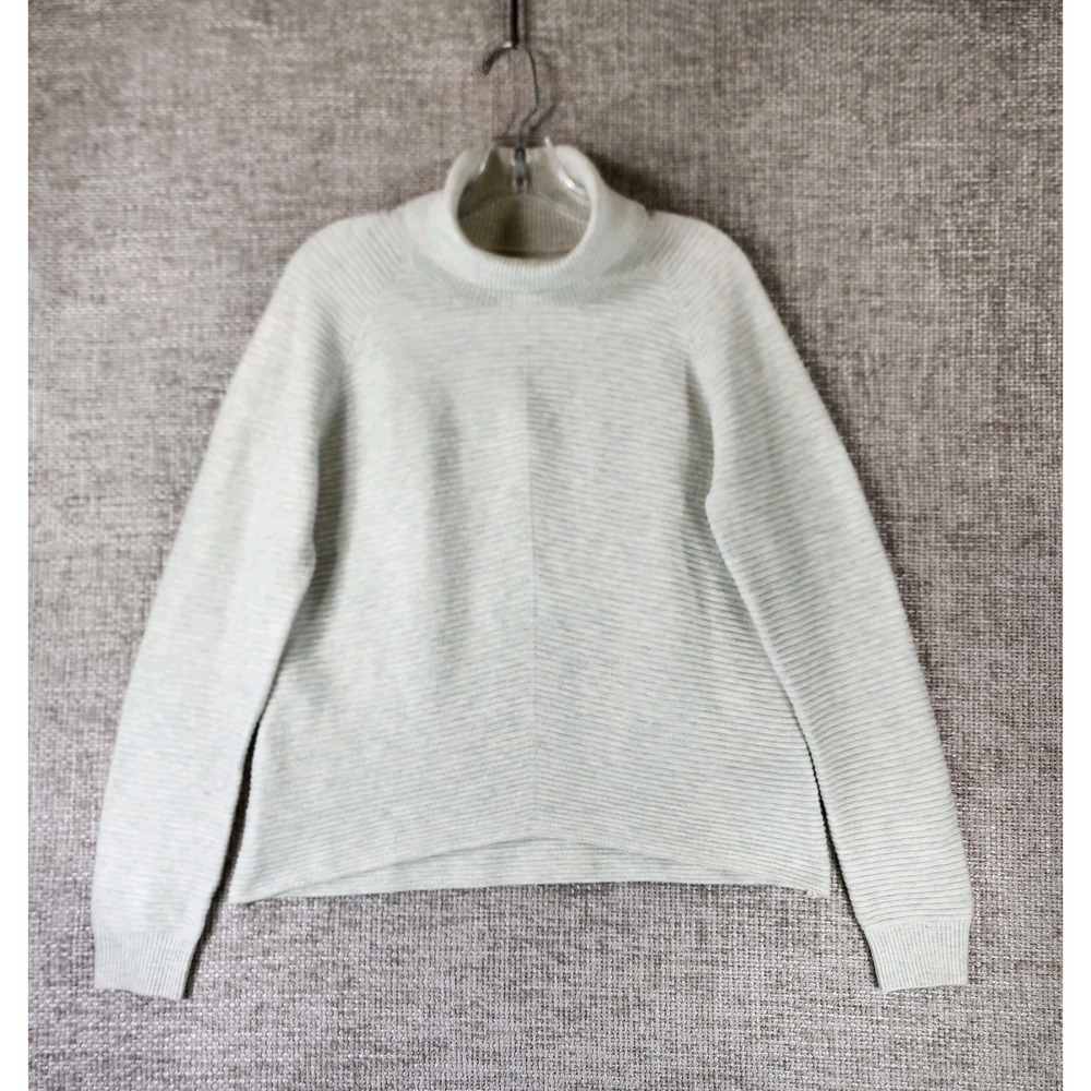 Kuhl Solace Turtleneck Sweater Womens M Ivory Ribbed Cowl Neck Relaxed Fit
